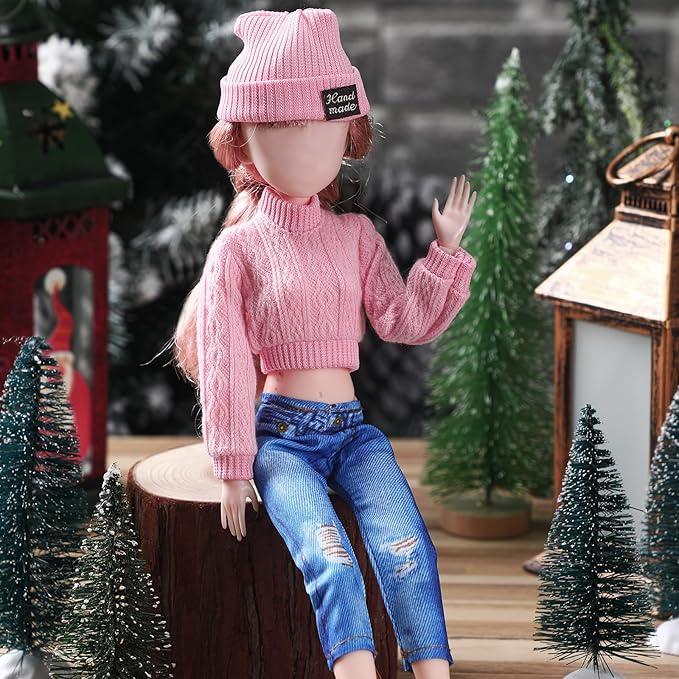 6 Pcs Winter Doll Clothes 11.8 Inch Fashion Doll Accessories Set Sweaters Denim Pant Clothing Sweet Outfits for Winter Spring Party Birthday Gift(Multicolor)