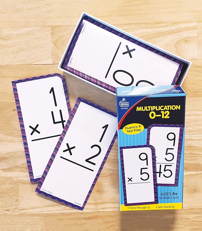 Carson Dellosa 94 Multiplication Flash Cards, Flashcards Covering All Times Table Facts Through 12, Math Games for Kids 8-12, 3rd Grade Mathematics and Up