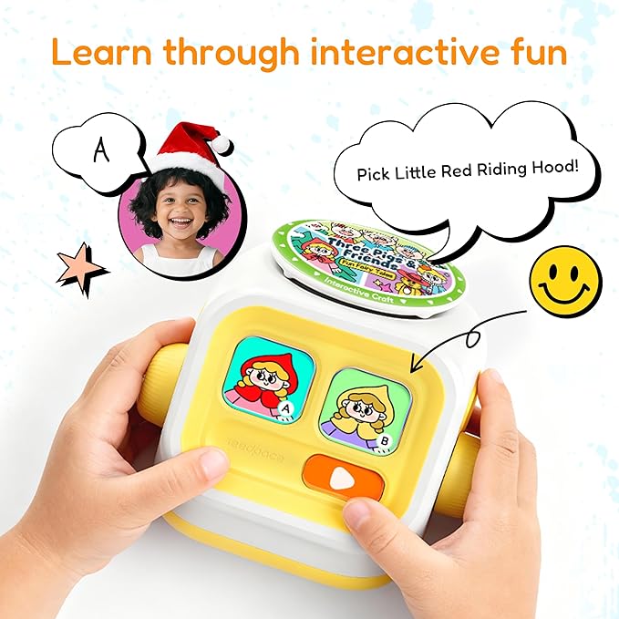 Kids Music Player: Story Machine, Interactive Toy, Voice Recording, Pre-Loaded Stories and Muisic, Screen-Free Storytelling Toys, Bluetooth Speaker, Christmas/Birthday Gift for Children