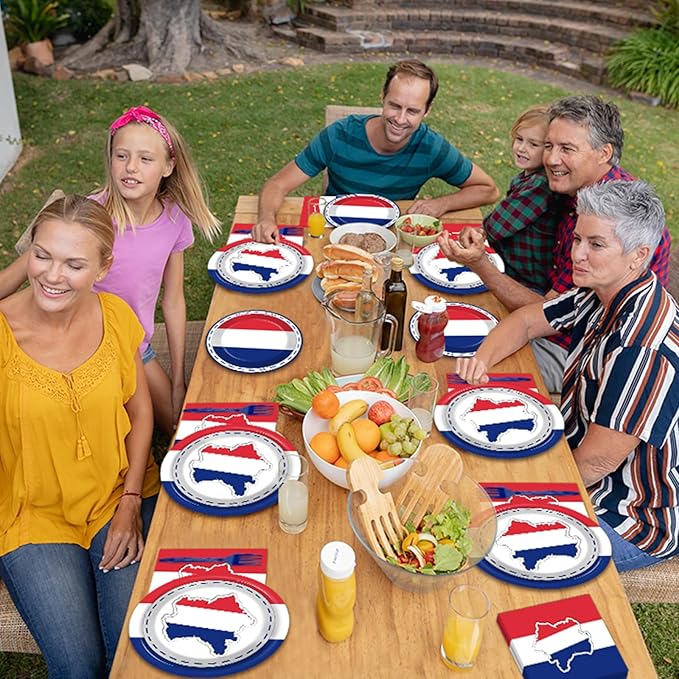 gisgfim 96Pcs France French Flag Party Supplies Paper Plates Napkins France Flag Party Tableware Set National Theme Party Decorations Favors for French Family Gathering Birthday Dining Serves 24
