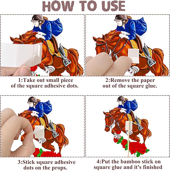 Derby Horse Centerpiece Sticks 25pcs Horse Racing Table Decorations Derby Party Decorations Derby Party Supplies for Horse Racing Party Talk Derby to Me Party Supplies