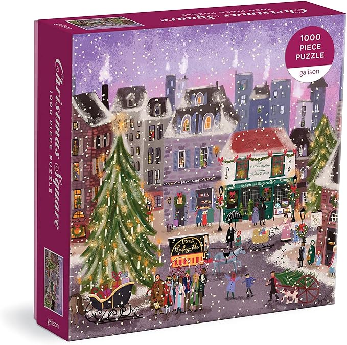 Galison Christmas Square 1000 Piece Puzzle in Square Box from Galison - Holiday Puzzle for Adults with Beautiful Artwork from Joy Laforme, Thick and Sturdy Pieces, Perfect
