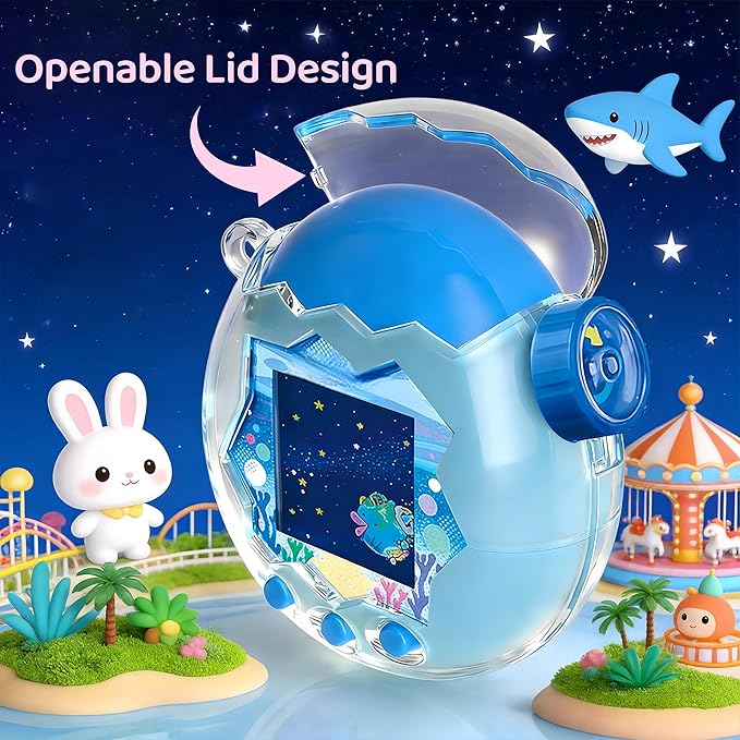 Clear Protective Case Compatible with Tamagotchi Paradise – Waterproof & Interactive Shell with Flip-Open Design for Kids’ Digital Pet Toys (Clear Glitter)