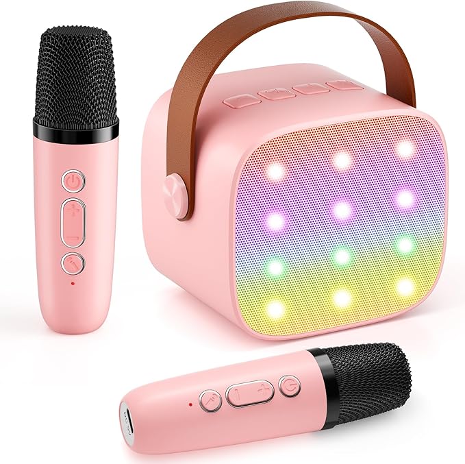 Mini Karaoke Machine with 2 Wireless Microphones, 2026 TOP Kids Portable Bluetooth Karaoke Machine for 3, 4, 5, 6, 7, 8, 9,10,11,12+Year Old, Christmas Birthday Gifts for Girls Boys Adults Home Party