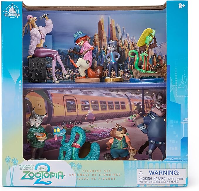 Disney Store Official Zootopia 2 Figure Set – 8 Fully Sculpted Disney Figures Including Judy Hopps, Nick Wilde, Gary De'Snake & More in Double-Tiered Box with Scenic Backgrounds