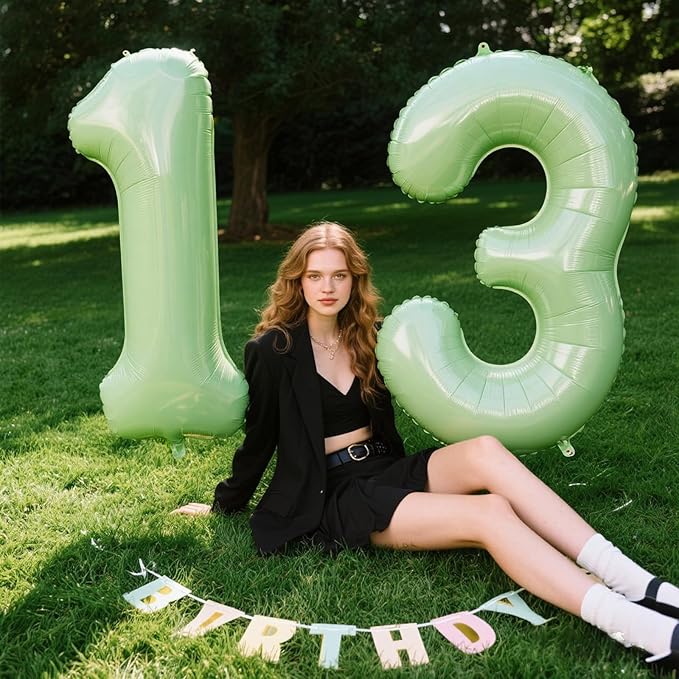 40 Inch Olive Green Balloon Number 3 Balloon,Number Balloons Big Giant Jumbo Number 3 Foil Mylar Balloons for 13th Birthday Party Anniversary Events,Wedding Anniversary Party Decorations