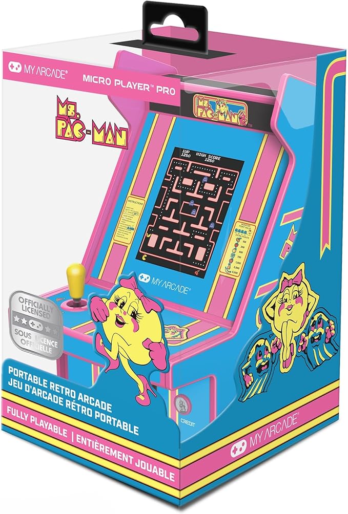 My Arcade Ms. Pac-Man Micro Player Pro: Classic Arcades 6.75" Screen, Retro Gaming, Video Game Collectibles