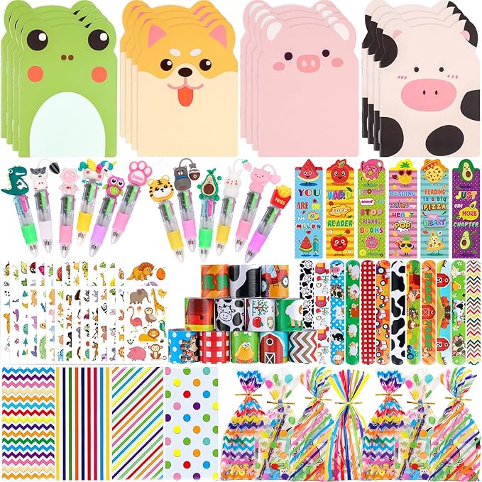 Stationery Party Pack, 24 Pack Birthday Goodie Bags with Multicolor Pen Mini Notebooks for Goodie Bag Easter Classroom Gifts Kids Class Rewards Prizes