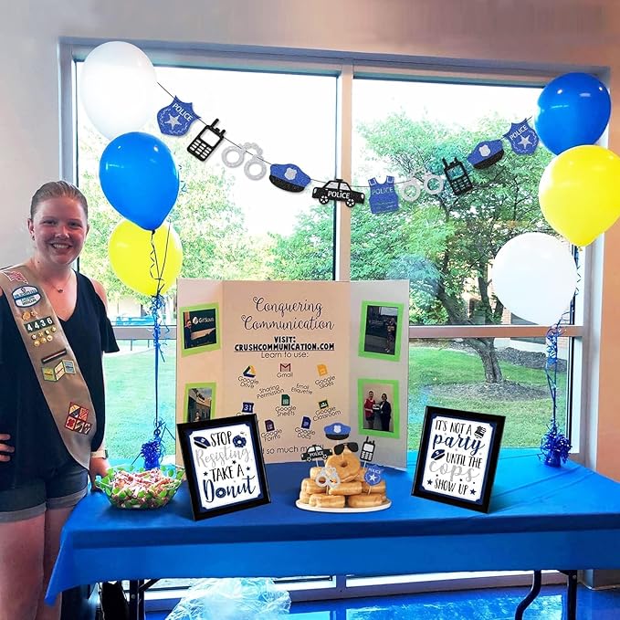 Levfla Officer Donut Bar Decoration Kit Police Banner Party Until The Cops Shown Up Table Sign Doughnut Dessert Food Topper for Graduation Birthday Retirement Anniversary Party Favor Ideas Supplies