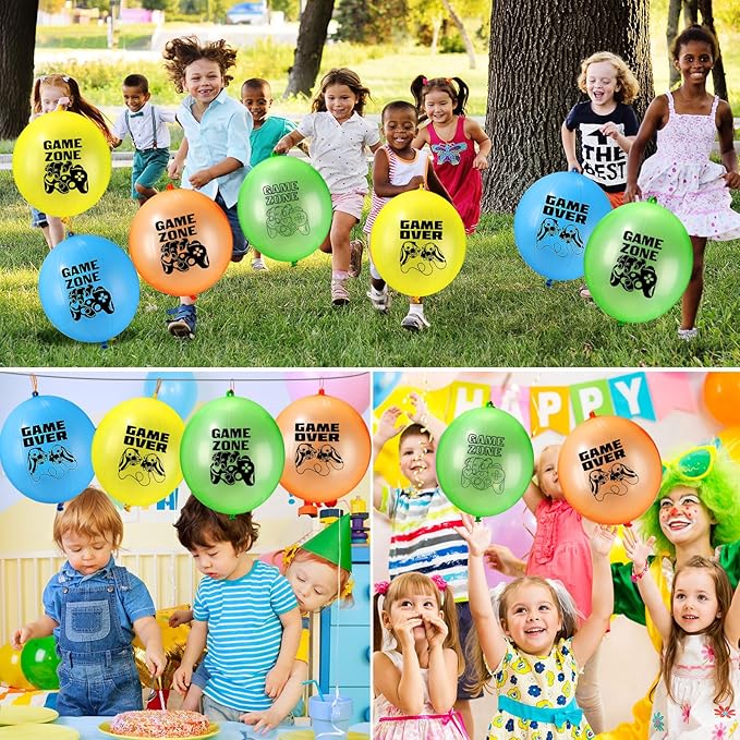 195 Pcs Video Game Party Favors for Kids Gamer Goodie Bag Stuffers Gaming Birthday Party Supplies with Gift Boxes, VIP Pass, Balloons, Bracelets, Keychains, Badges, 3D Stickers (Green)