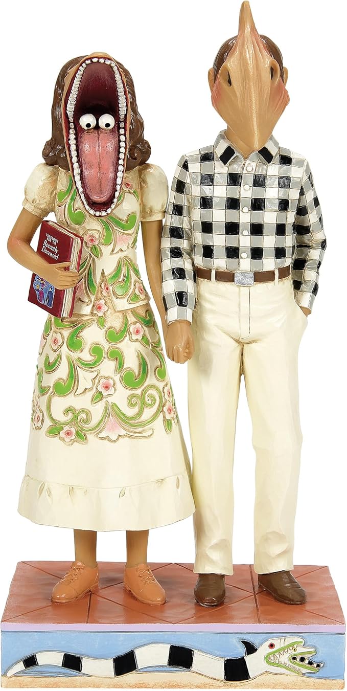 Enesco Beetlejuice by Jim Shore Adam and Barbara Maitland Scary Masks Figurine- Resin Hand Painted Crafted Collectible Beetlejuice Figurines Halloween Home Decor Statue, 7.68 Inch
