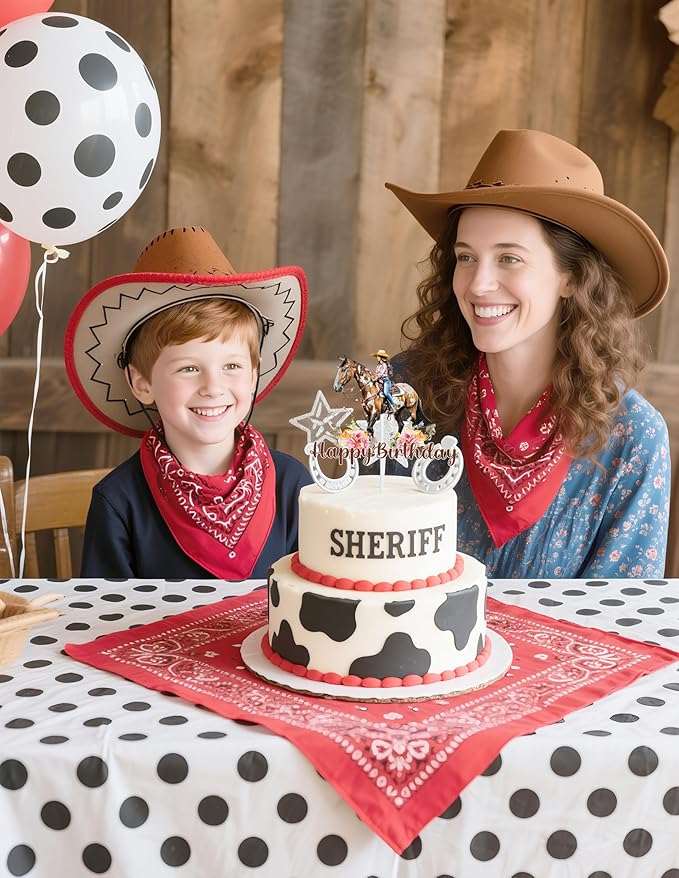Cowgirl Birthday Cake Topper - Western Cowgirl Happy Birthday Cake Topper for Cowgirls Girls Women' Birthday Party Supplies - Horse Cake Toppers