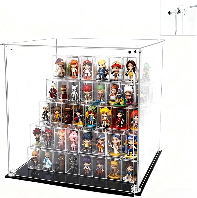 Clear Acrylic Display Case with Magnetic Front-Open Door, Large 10x10x10 inch Storage Box & Organizer for Collectibles, Action Figures, Toys, Purses ﻿