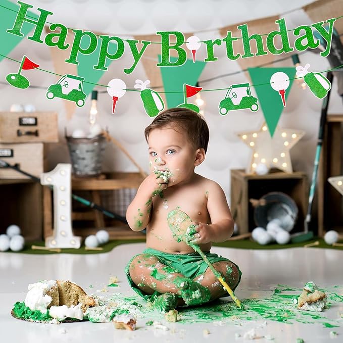 MEMOVAN Golf Birthday Banner Let's Par-Tee Banner Golf Theme Retirement Banners Golf Happy Birthday Garland for Golfer Lover Men Sports Par-Tee Time Party-BDAY