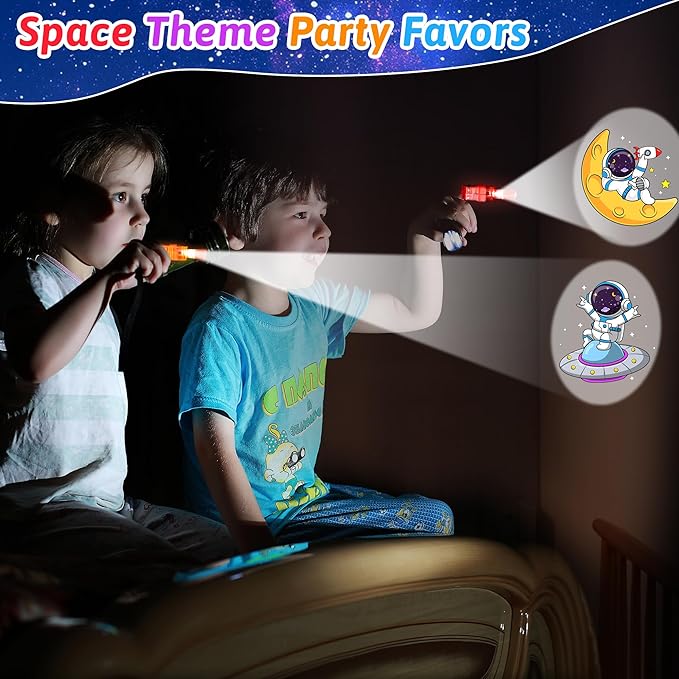32 Pcs Finger Lights Space Theme Party Favors Decorations, Glow in the Dark Light Up Party Supplies Astronaut Toys Gift Bulk for Kids 3 4 5 8 Boys Girls Birthday Goodie Bag Stuffers Classroom Prizes