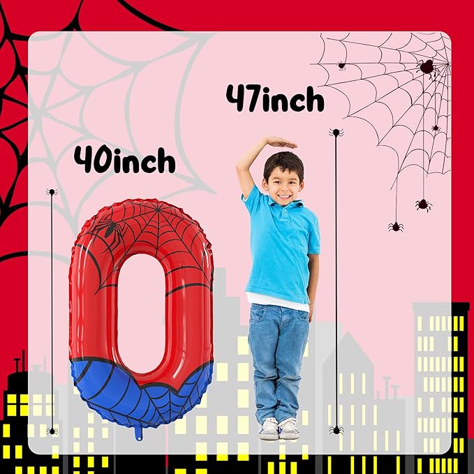 40 Inch Giant Spider Theme Number Foil Balloons - Large Number 0 Balloons for Kids' Birthday Anniversary Party Decorations Supplies (Numbers 0-9 Available)