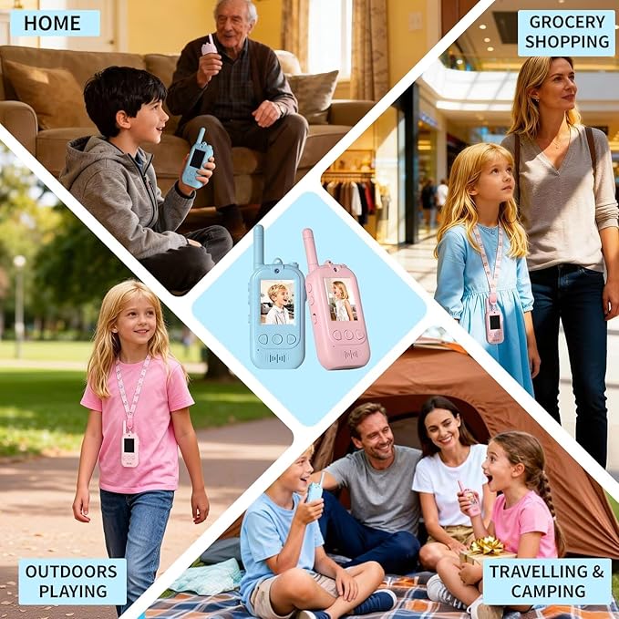 2026 Upgrade Video Walkie Talkies, Kids Communication Toys with Screen, Video Walkie Talkies for Kids with Voice Changer, Durable Walkie Talkie Toys Gifts for Indoor Outdoor Family Play Ages 3-12