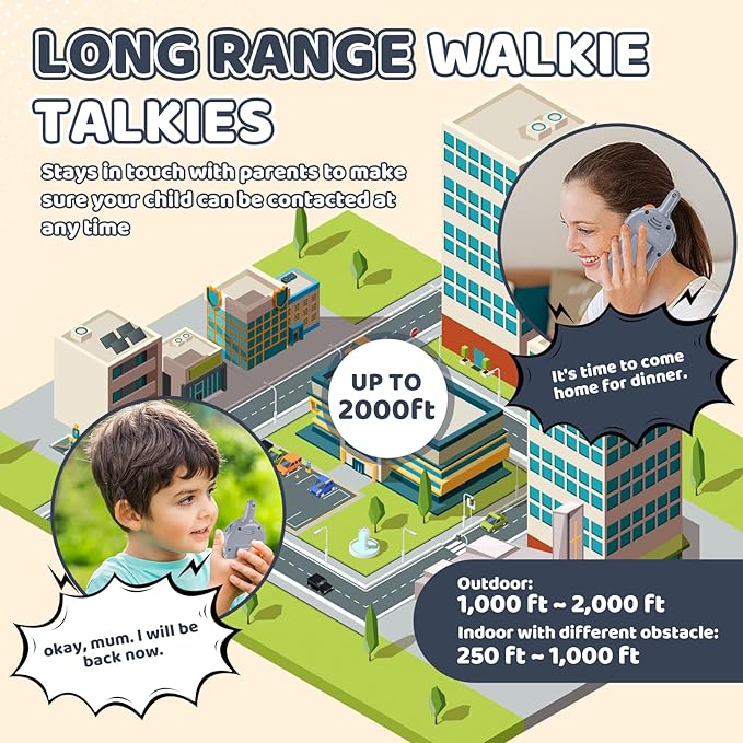 Walkie Talkies for Kids Toys Gifts for 3 4 5 6 7 Year Old Girls Boys Long Range Space Adventure Walkie Talkies for Christmas Birthday Easter Gifts Indoor Outside Games Gray