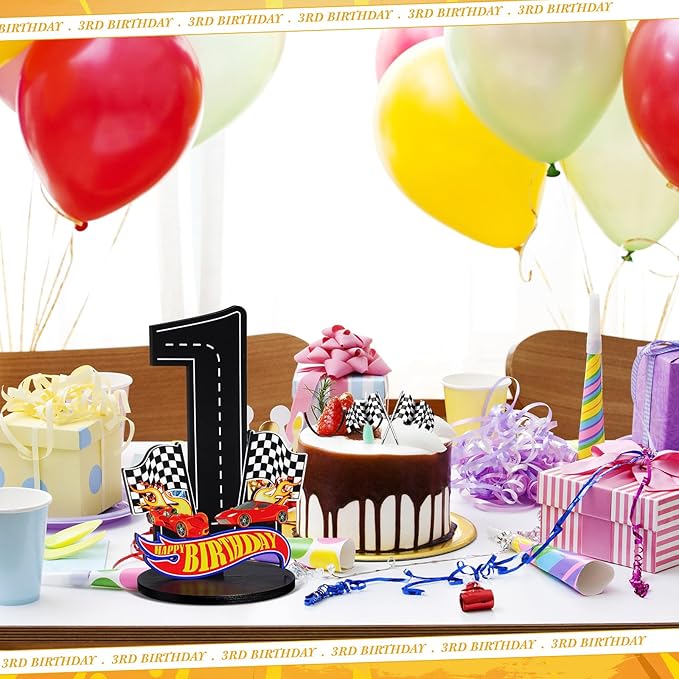 Race Car 1st Birthday Number Sign Centerpiece Race Car Theme 1st Birthday Party Supplies Wooden Table Decoration Photo Props for Boys One Year Old