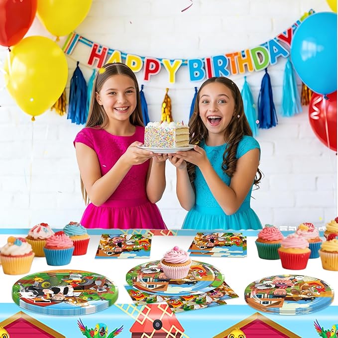 la granja de zenoon Party Supplies 41Pack include 20 plates, 20 napkins 1 tablecloth for birthday party Decoration (Zenoon)