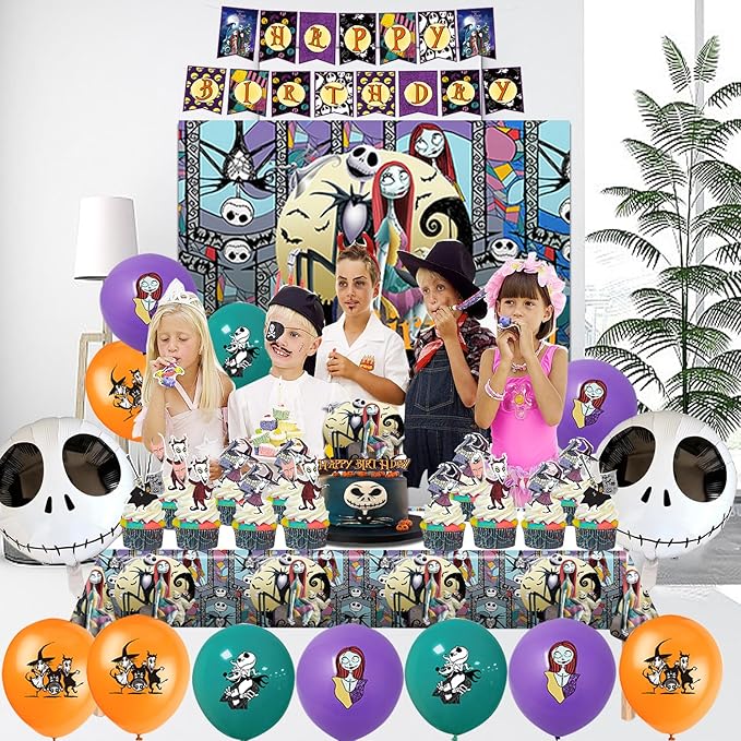 Birthday Party Decorations, Magical Wizard Pirate Halloween Horror Night Themed Party Supplies - Happy Birthday Banner, Balloons, Backdrop, Tablecloth, Cake Inserts Set-Gold