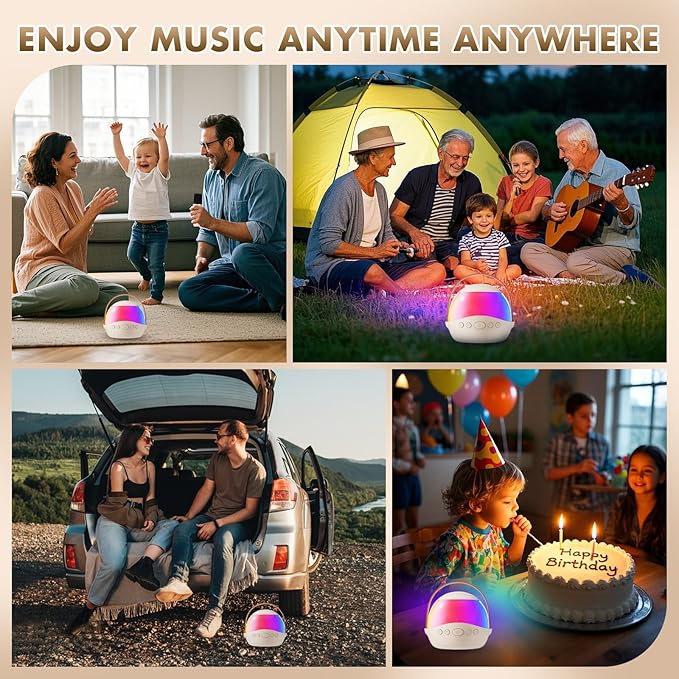 Mini Karaoke Machine Gifts for Kids Adults, Portable Karaoke Speaker with 2 Wireless Microphones, Kids Microphone with Speaker, Birthday Gifts for Girls Boys 3-12+ Year Old (Beige)