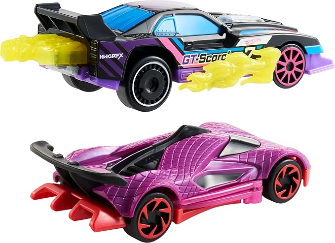 Hot Wheels Let’s Race Activate! Toy Car 2-Pack, GT-Scorcher & Street Shrieker, Roll to Transform or Reveal Surprise Feature Like in the Netflix Series