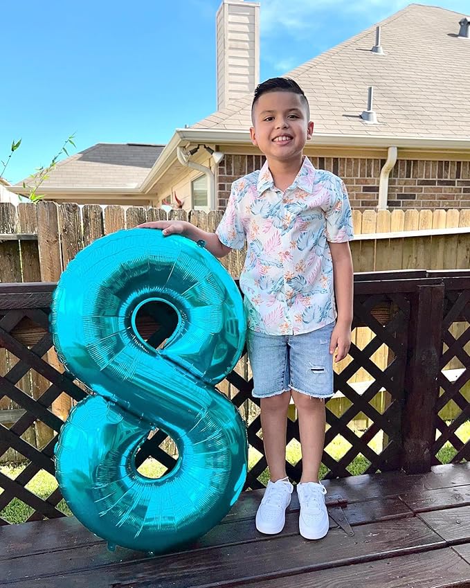 8 Balloon, Blue Number Balloons 40 Inch, 8th Birthday Decorations for Boys Girls, Blue Birthday Balloons Party Supplies, Number 8 Balloon