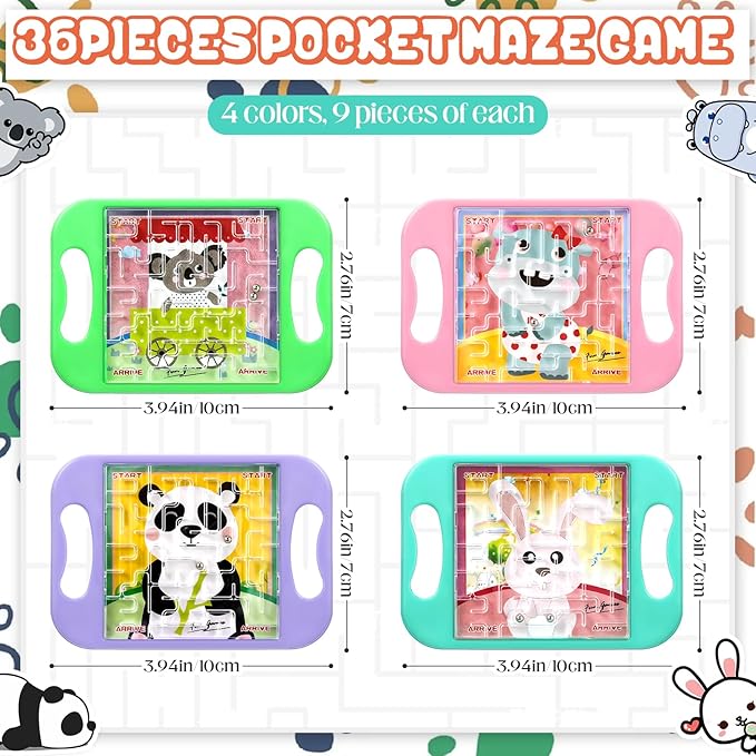 36 Pcs Mini Maze Puzzle Bulk for Kids Hawaii Party Favors Small Maze Cubes Game Educational Handheld Puzzle Travel Games Easter Classroom Gifts for Adults Teens Students (Animal)