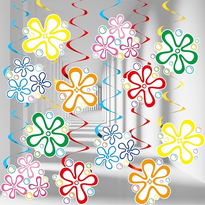 Flower Bubble Decorations Hanging Swirls Under The Sea Birthday Party Decorations for Yellow Cartoon Hanging Swirls Party Supplies