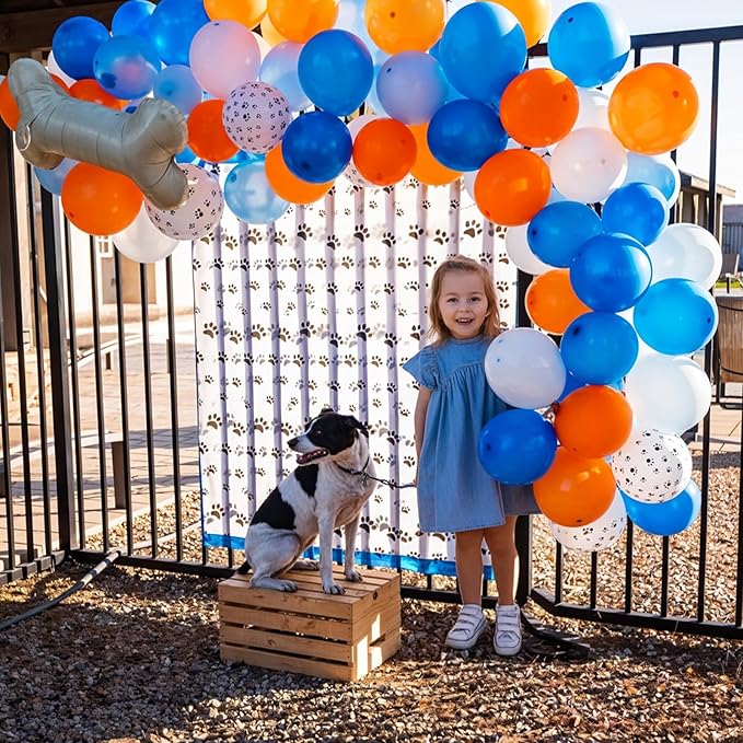 Orange and Blue Balloons,12 Inch Royal Light Blue and Orange White Latex Party Balloon for Girls Boy Birthday Party Baby Shower Graduation Decorations