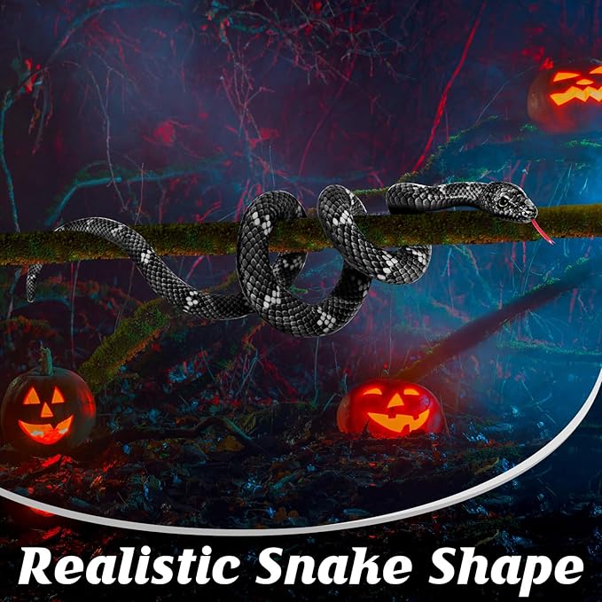 Giant Stuffed Snake, 80in Lifelike Plush Snake for Kids, Birthday Gift Party Prank Prop (Black)