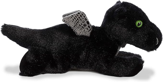 Aurora® Adorable Mini Flopsie™ Midnight Dragon™ Stuffed Animal - Playful Ease - Timeless Companions - Black 8 Inches