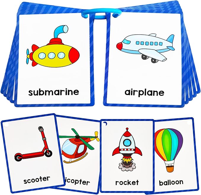 Learning Flashcards Transportation, 18 Different Transportations Educational Cards, Social Learning Card for Kids
