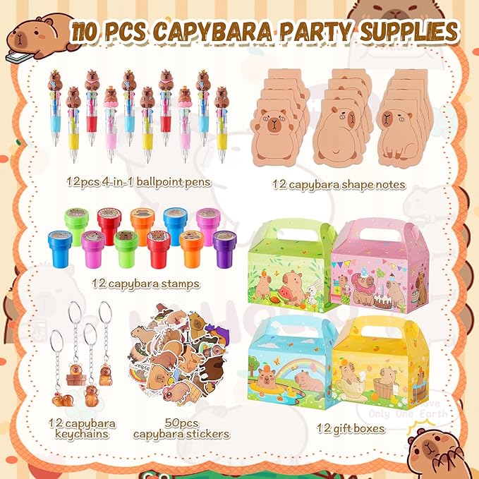 Vanblue Capybara Party Favors Birthday Decorations Party Supplies Pinata Fillers Goodie Bags Stuffers Gifts Prizes Goodie Gift Treat Boxes