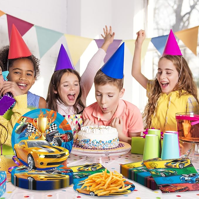 40Pcs Race Car Birthday Party Decorations Hot Cars Plates and Napkins Hot Cars Party Favors Serve 20 Guests Hot Cars Birthday Party Decorations for Boys