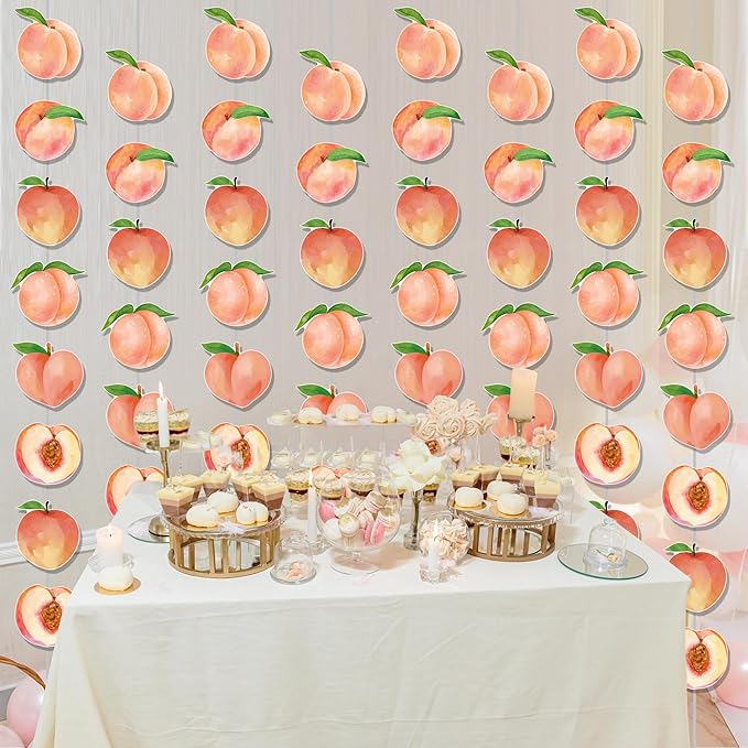 Peach Birthday Party Supplies 8PCS Peach Garlands Sweet as a Peach Decorations Fruit Theme Paper Hanging Garland Banners for Sweet Little is on The Way Baby Shower Wedding Decor