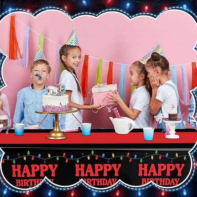 2 Pcs Birthday Party Decorations Plastic Cute Birthday Tablecloth 108 x 54 Inches Disposable Rectangle Tablecover for Boys Girls Kids Baby Shower Party Supplies (Strange Themed)