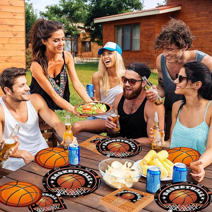 Basketball Birthday Party Decorations 100Pcs Basketball Sports Theme Birthday Party Supplies Basketball Plates and Napkins Basketball Party Favors for Basketball Party Decorations