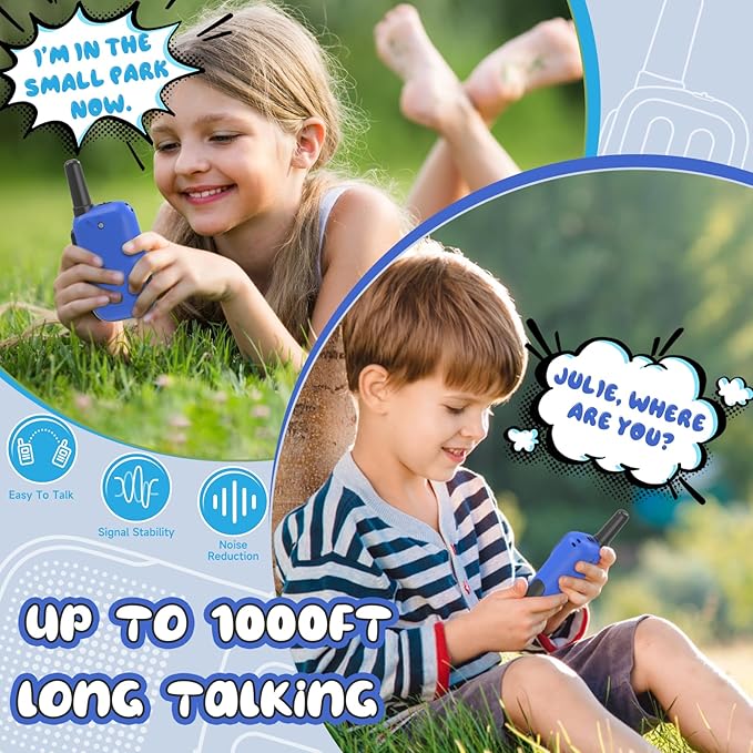 2 Pack Toys for 3-7 Years Old Boys 1000FT Range 2 Channels 2 Way Radio,Walkie-Talkies Gifts for 5 6 7 8 Year Old Boy Toddler Backyard Camping Toys