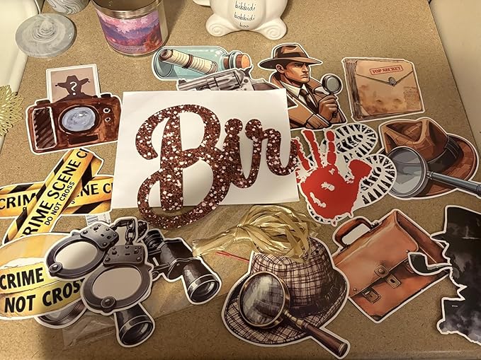 CC HOME 3Pcs Detective Happy Birthday Banner Magnifying Glass Camera Party Hanging Banner Detective Theme Birthday Bridal Wedding Baby Shower Boys Girls Kids Home Classroom Party Supplies Decorations