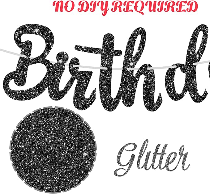 Skeleton Birthday Party Banner Halloween Party Decorations Dancing Skeleton Cutout Banner Glitter Black Skull Party Decoration for Halloween Holiday Celebration Supplies