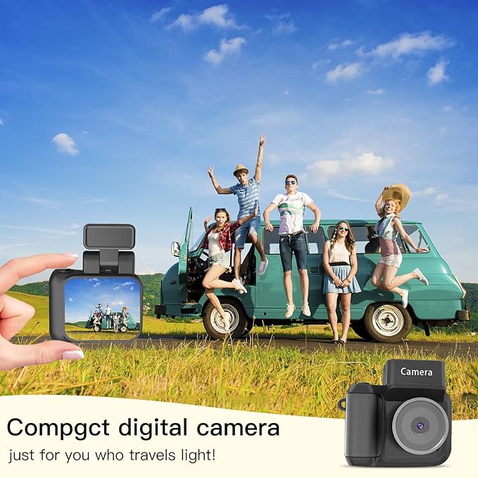 Mini Digital Camera 1080P, Tiny Keychain Camera with 1.4" Screen & LED Light, Y2K Vintage Point and Shoot Camera for Kids, Teens, Beginners (32GB SD Card Included)