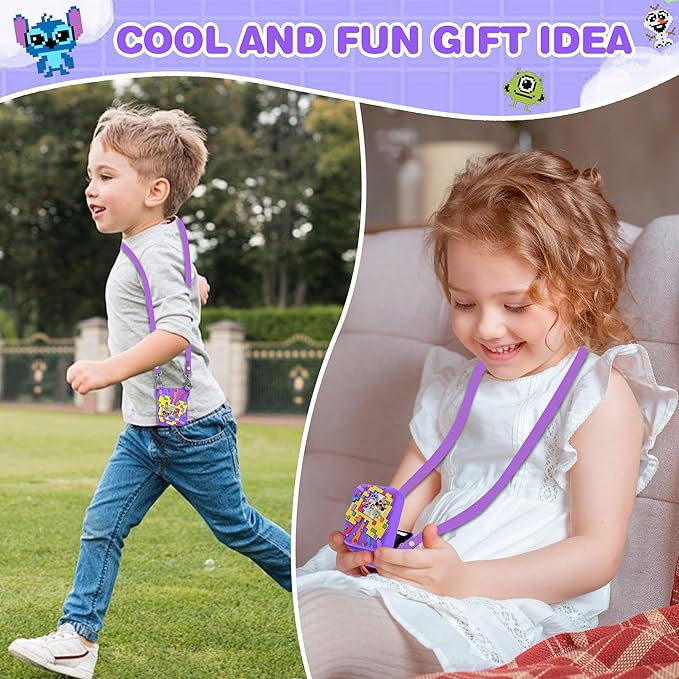 Silicone Case for Bitzee Disney Interactive Toy, Anti-Scratch, Washable, Shockproof Silicone Protective Cover for Bitzee Disney Interactive Toy Electronic Pets Accessories with Lanyard - Purple