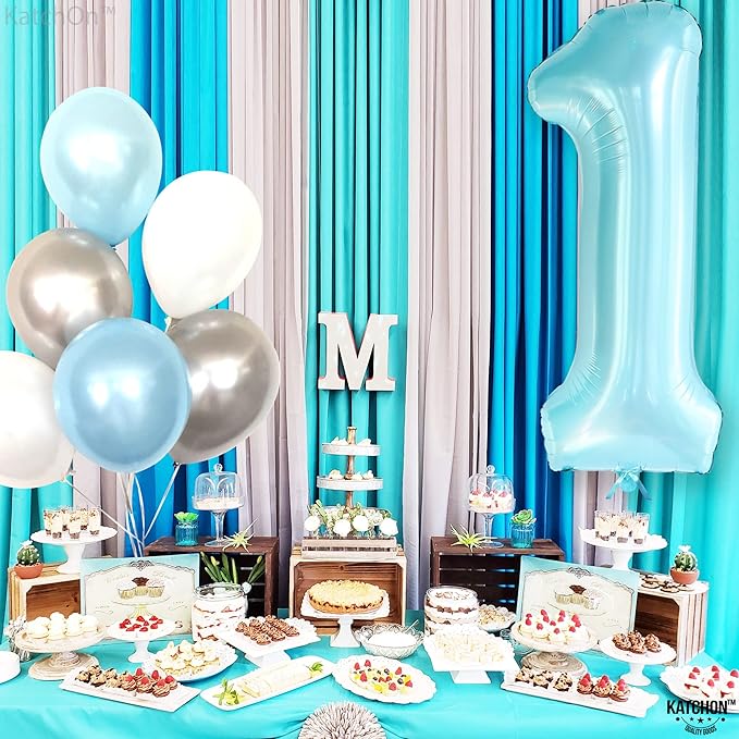 KatchOn, Light Blue 1 Balloon Number - 40 Inch | Blue One Balloon for First Birthday | Number 1 Balloons for 1st Birthday Decorations Boy | 1st Number Balloons For Baby Shower, Anniversary Decorations