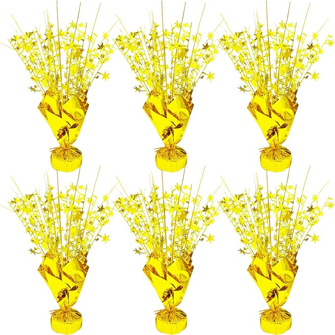 6 Pcs Metallic Foil Star Burst Table Centerpieces Patriotic Decoration for Wedding Birthday Graduation Veteran Day Memorial Day Holiday Party Supplies（Gold）