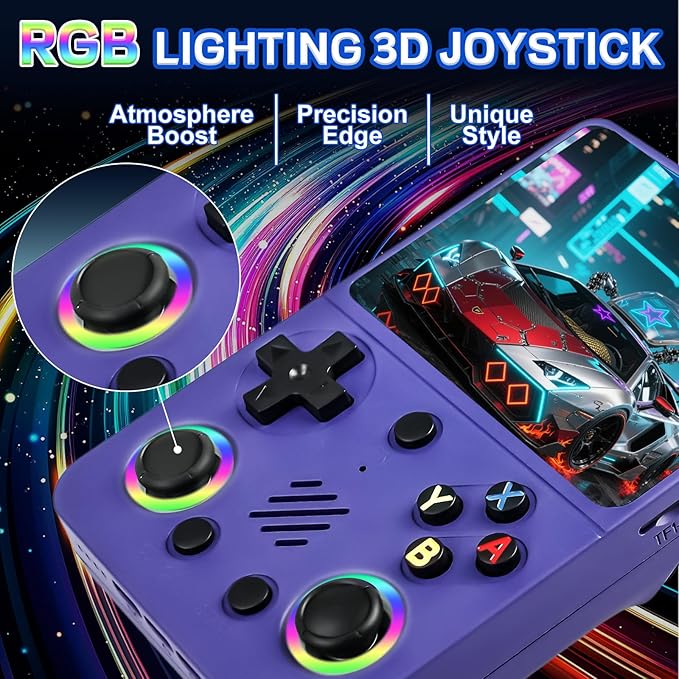RG36PRO Retro Video Game Console - Open Source System,3.5"IPS Screen,64G TF card,3000mAh Battery,Support 30,000+ Classic Retro Video Games for Teen or Partner - Gift for Christmas - Purple
