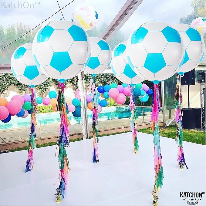 Katchon, Blue Soccer Balloons 22 Inch-pack Of 6 | Soccer Birthday Party Decorations | Soccer Ball Balloons, soccer Theme Party Decorations | Gender Reveal Decorations, Sports Themed Party decorations