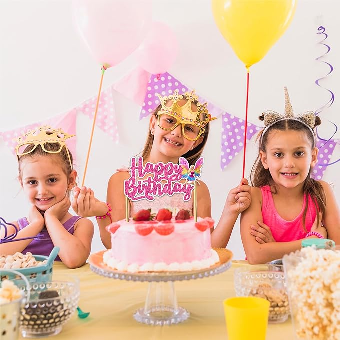 Barbe Happy Birthday Cake Topper - Glam Fashion Doll Theme Design, Stylish Pink Party Cake Decoration for Birthday Celebration, Trendy Dessert Table Display, Photo Prop, Cake Centerpiece