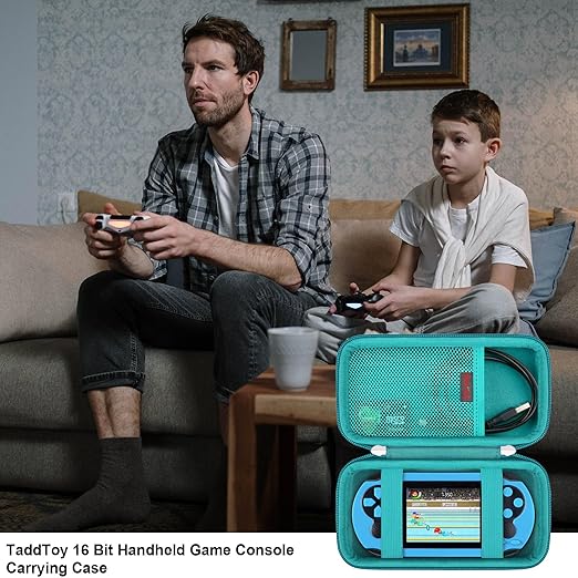 Elonbo Carrying Case for TaddToy/WELLST·G/Beijue/FAMILY POCKET/CCTU/X- JOYKIDS/GREENCREEK/Beico/KAVOYI/GuaiyeyeAP/TEBIYOU Handheld Game Console, Portable Electronic Gaming Player Bag, Green+